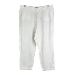 Womens Petite LL Bean Classic Fit 100% Linen Pants Flat Front Hi Rise Size 14